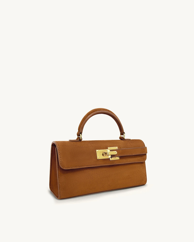 Keyla Faux Suede Top Handle Bag -  Brown