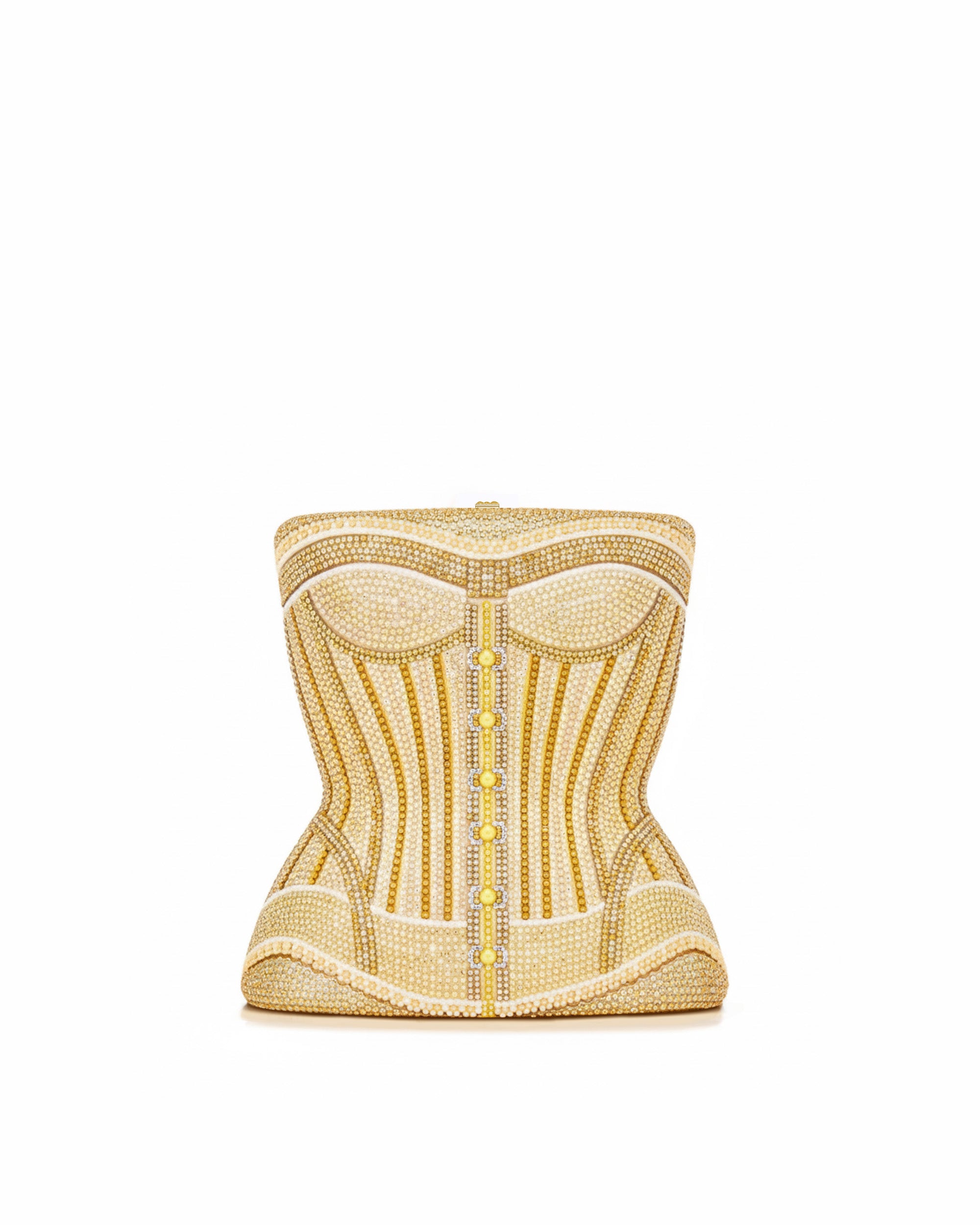 Corset Shape Faux Crystal Clutch – Gold