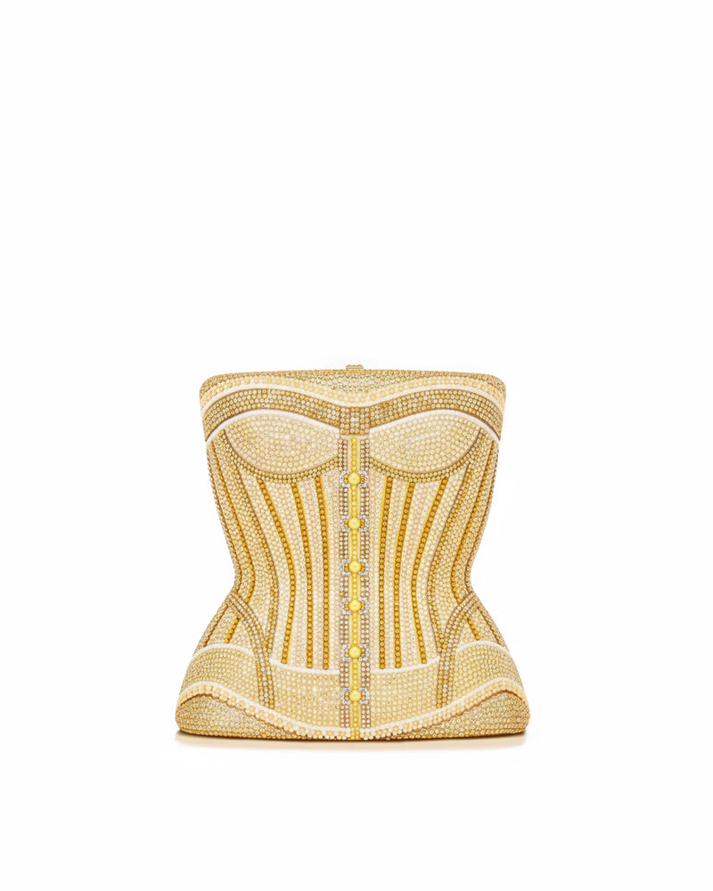 Corset Shape Faux Crystal Clutch – Gold
