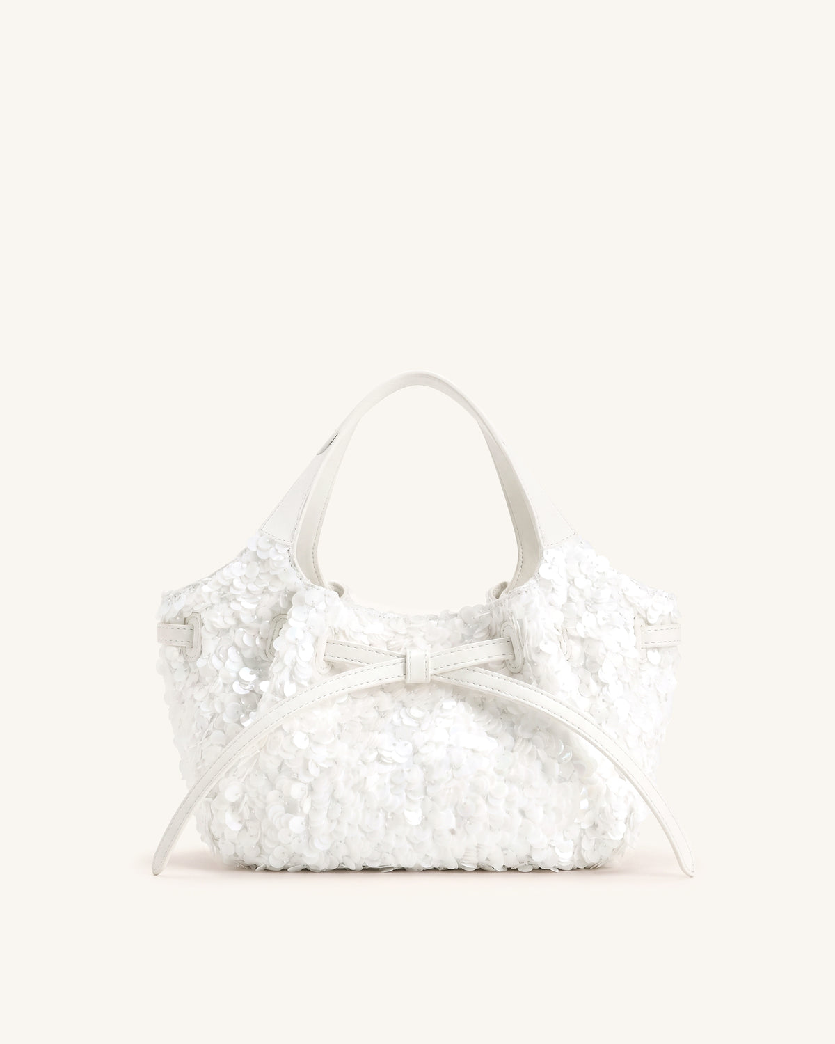 Mabel Sequin Soft Bow Tote Bag - Bright White