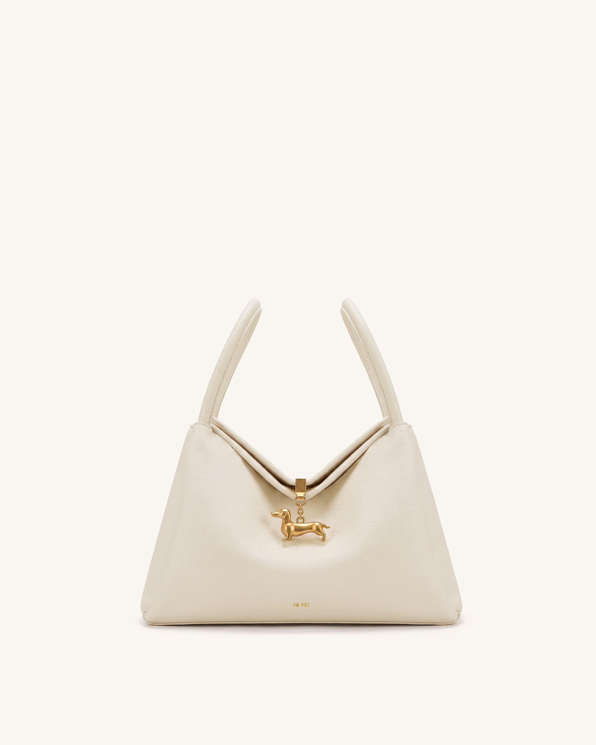Maelle Dachshund Charm Double Handle Bag - White