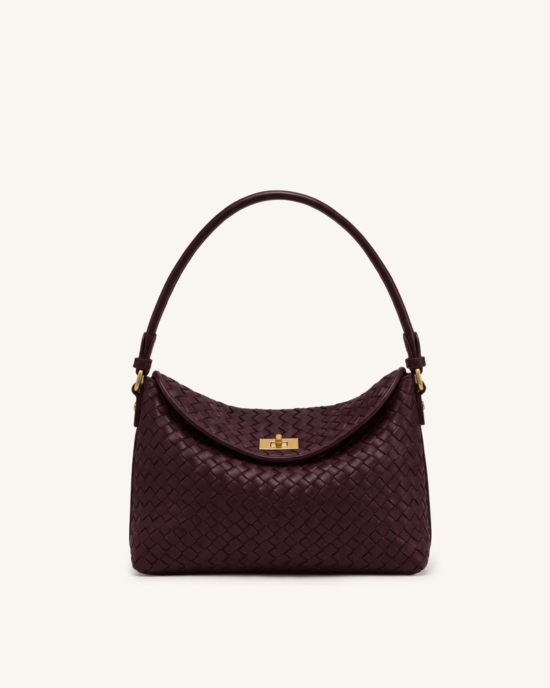 Lucia Woven Hobo Bag - Claret