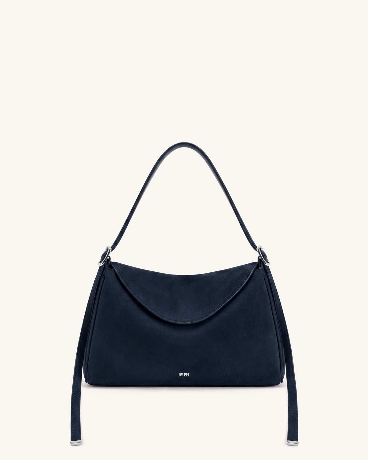 Elowen Faux Suede Flap Shoulder Bag - Navy Blue