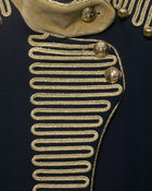 Embroidered Military Style Jacket - Navy Blue