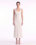 Textured Scoop Neck Column Midi Dress - Ivory