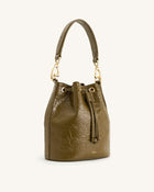 Yulia Crushed Bucket Bag - Dark Olive