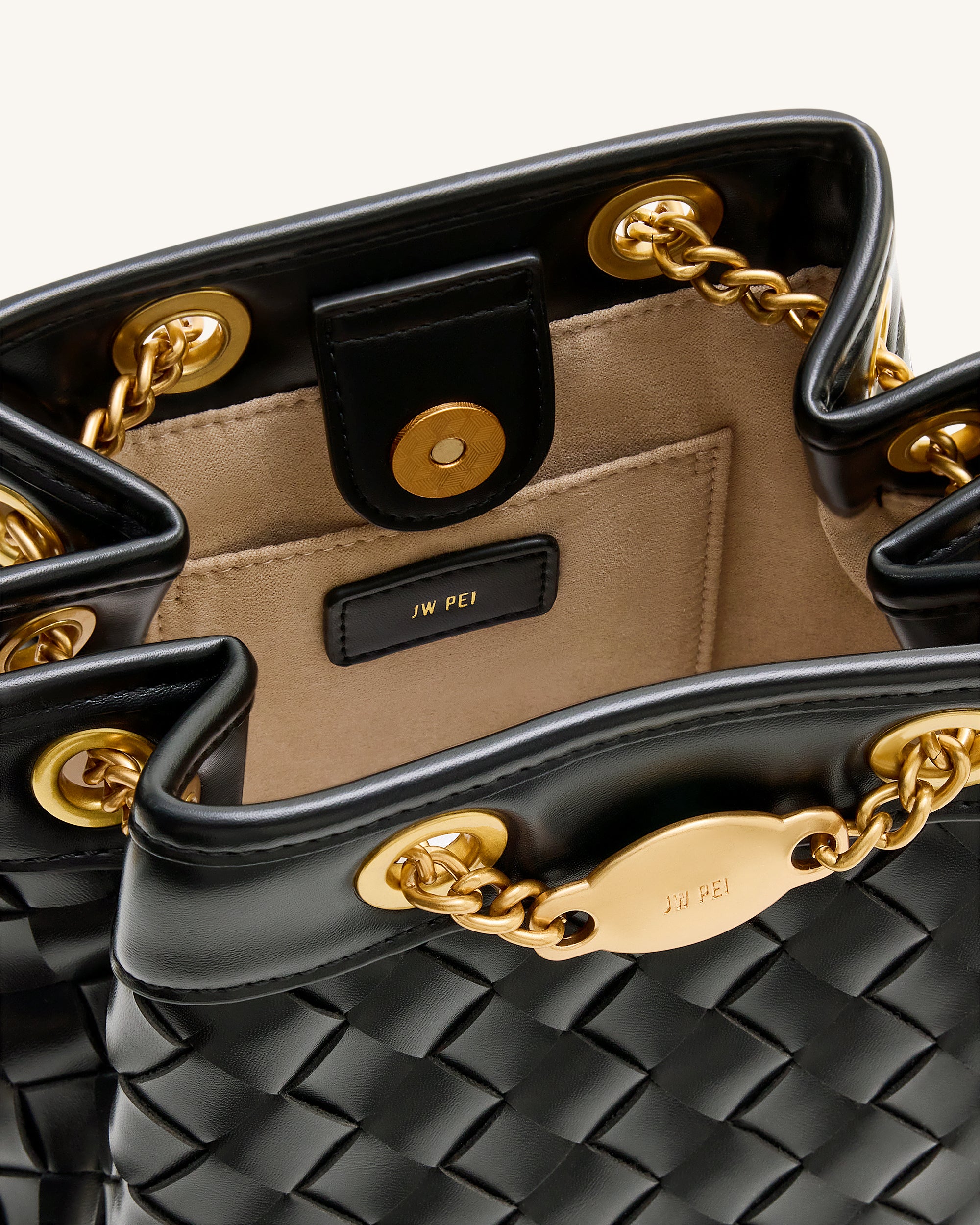 Yara Hand-Woven Bucket Bag - Black | JW PEI