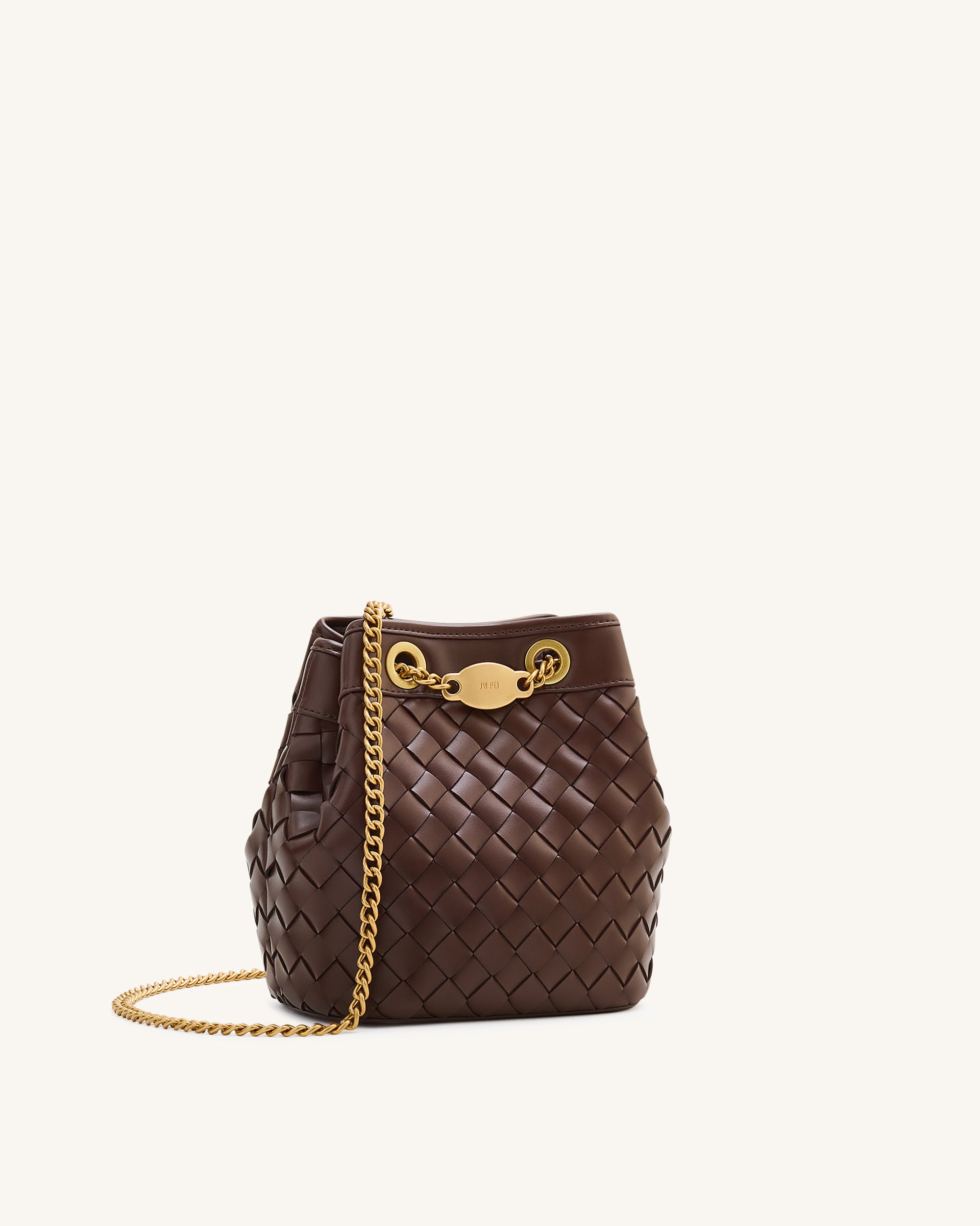Yara Hand-Woven Bucket Bag - Dark Brown | JW PEI