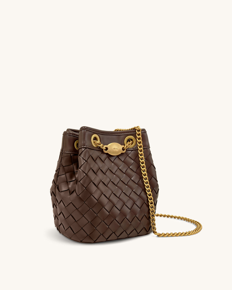 Yara Hand-Woven Bucket Bag - Dark Brown