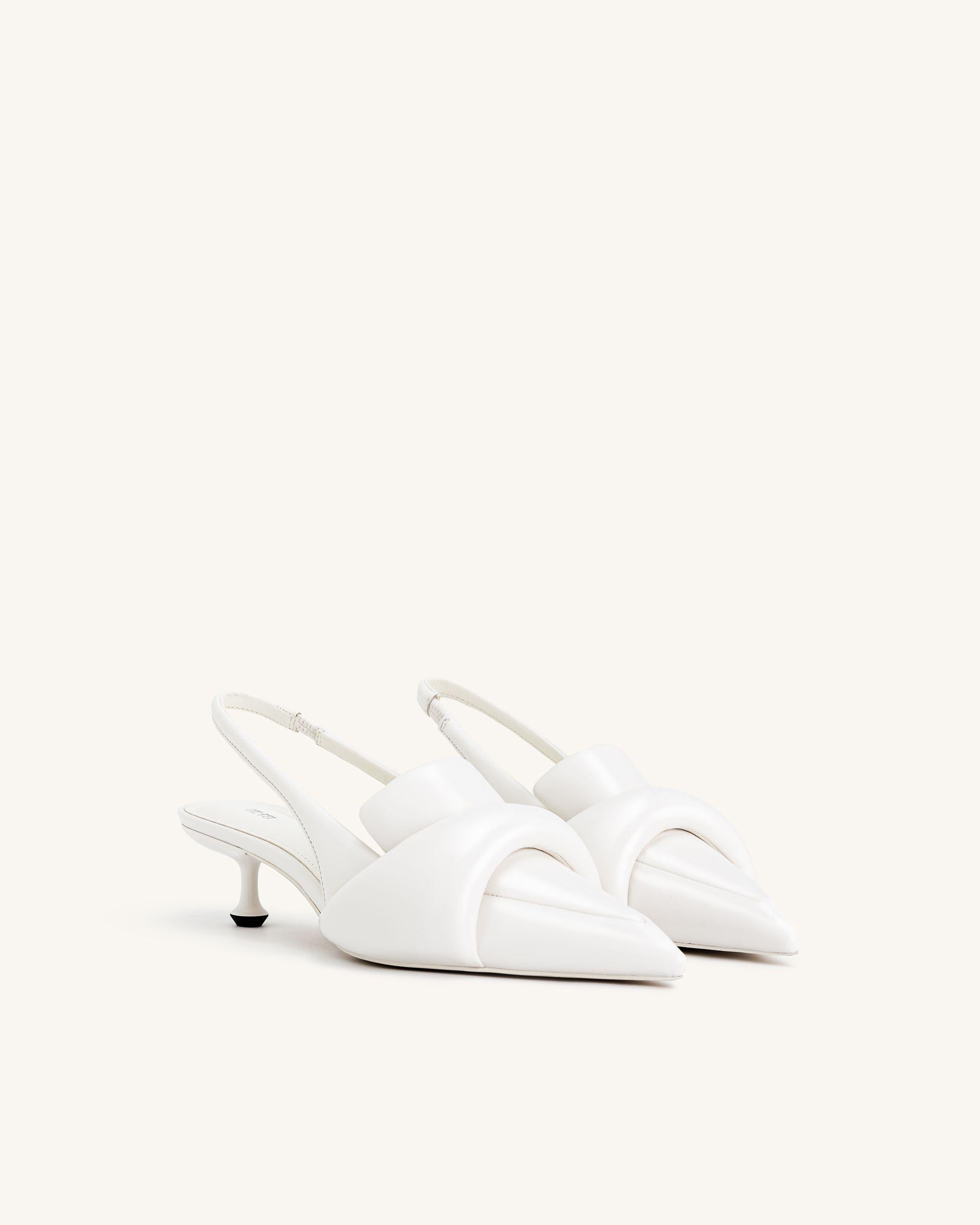 Carla Soft Padded Kitten Heel Pumps White 6 US Online Shopping JW Pei