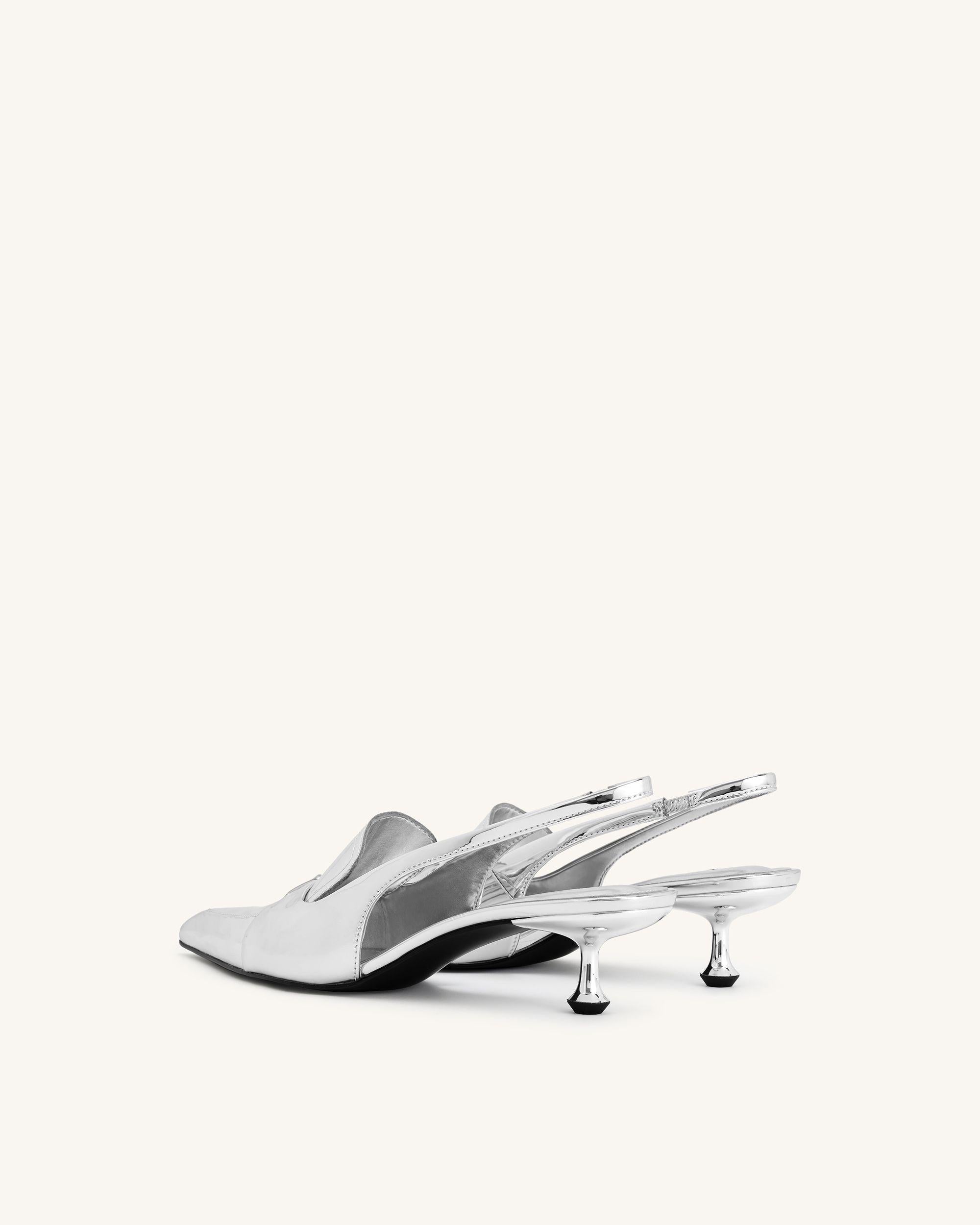 Carla Metallic Kitten Heel Pumps Silver 10.5 US Online Shopping JW Pei