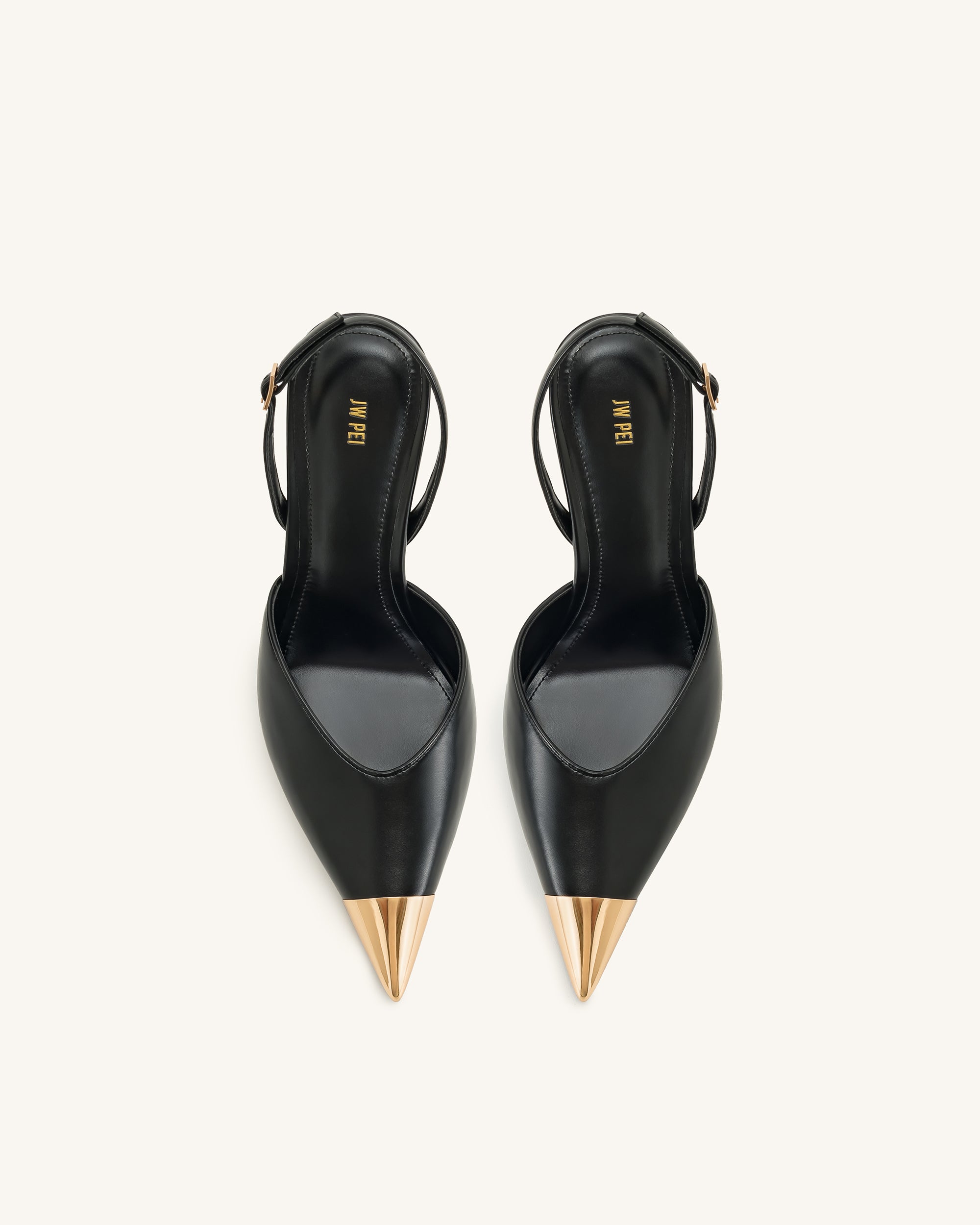 Savannah Gold Tipped Slingback Pumps - Black