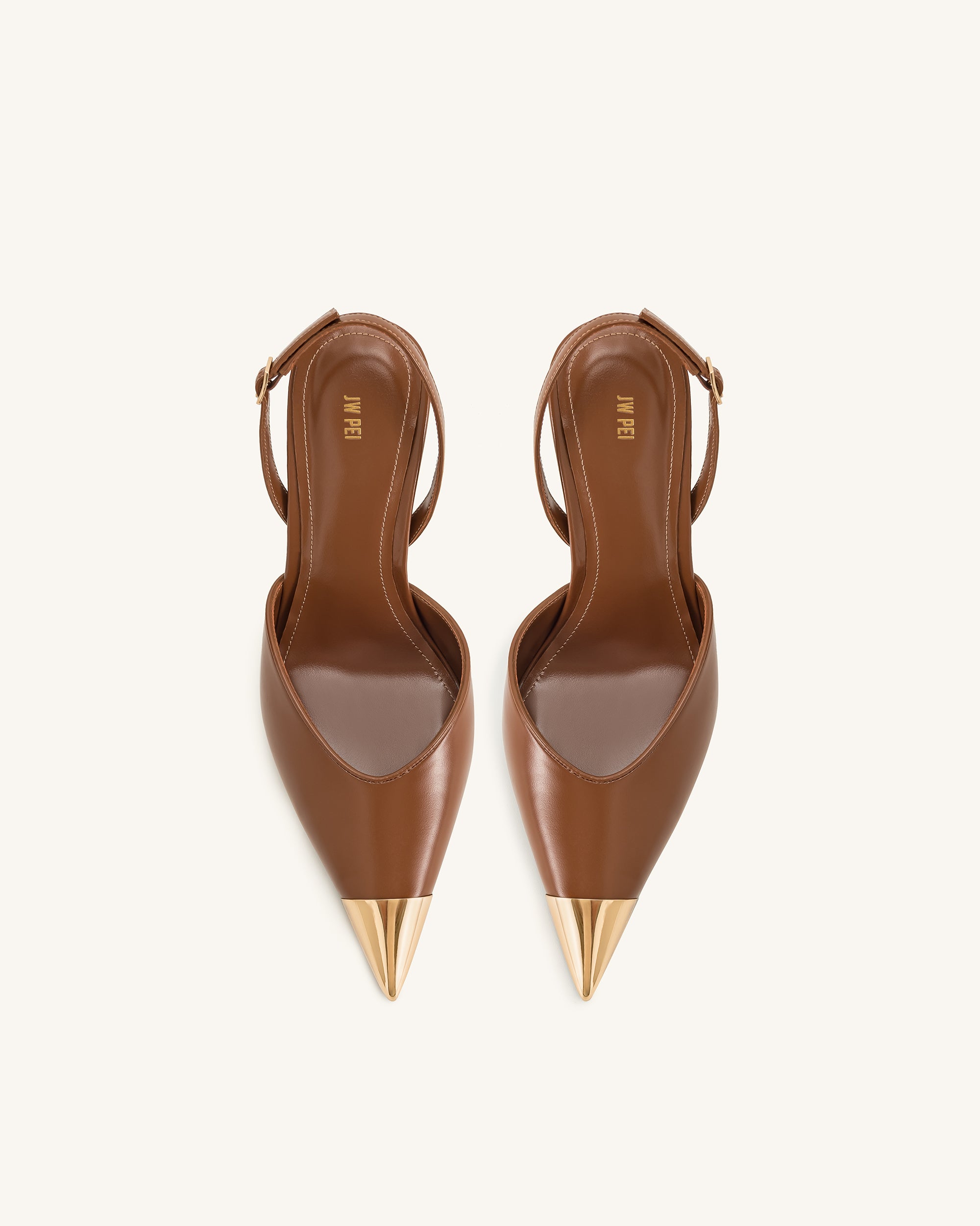 Savannah Gold Tipped Slingback Pumps - Brown | JW PEI
