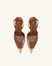 Savannah Gold Tipped Slingback Pumps - Brown