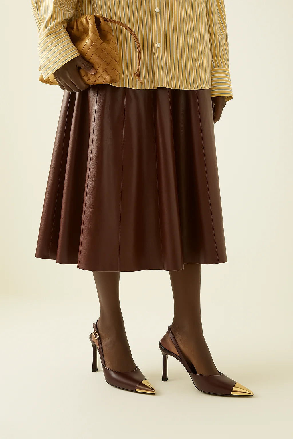 Savannah Gold Tipped Slingback Pumps - Brown | JW PEI