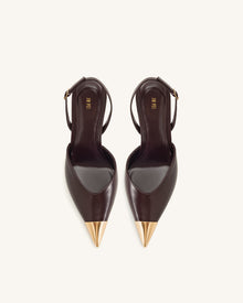 Savannah Gold Tipped Slingback Pumps - Burgundy