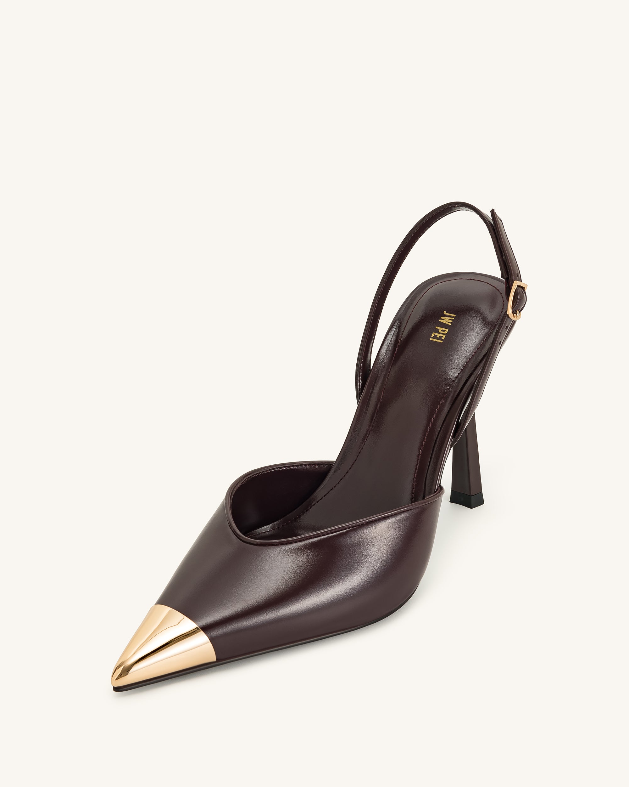 Savannah Gold Tipped Slingback Pumps - Burgundy | JW PEI