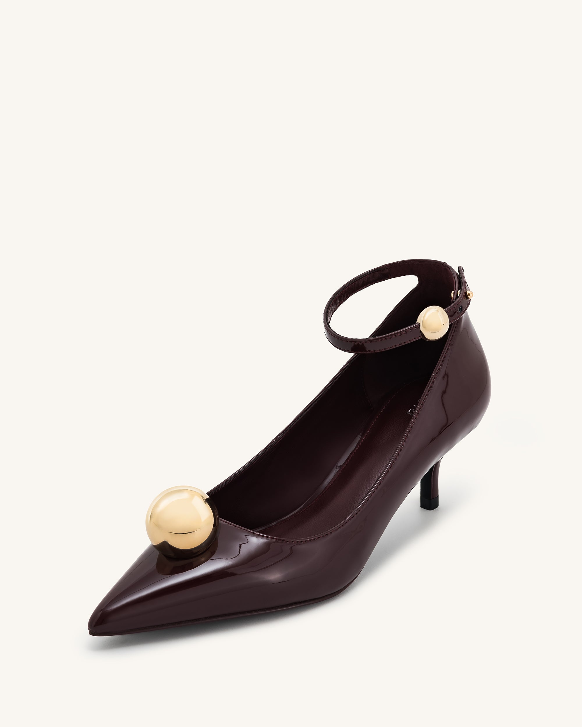 kitten heel dress pumps Jewel Buckle Kitten Heels Pumps - Claret Red 8.5