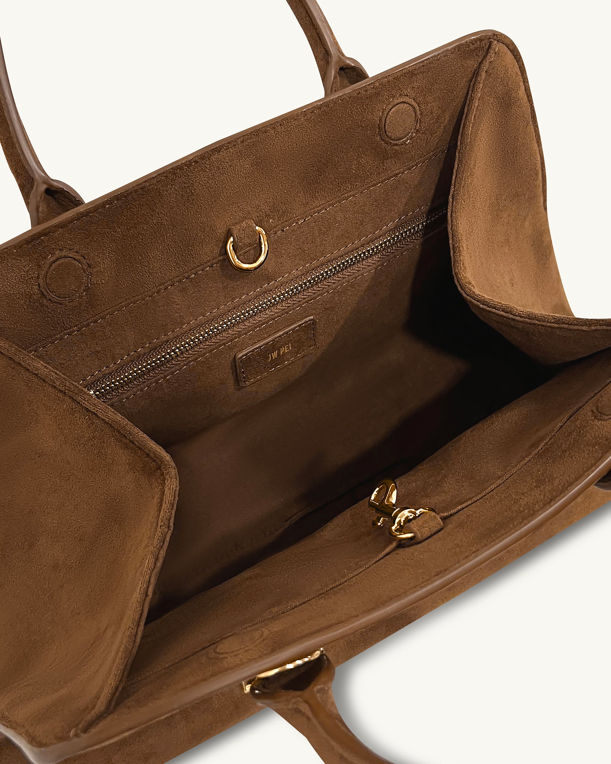 Lara Faux Suede Tote Bag - Brown | JW PEI