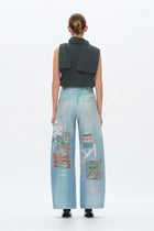 Patchwork Denim Jeans - Light Blue