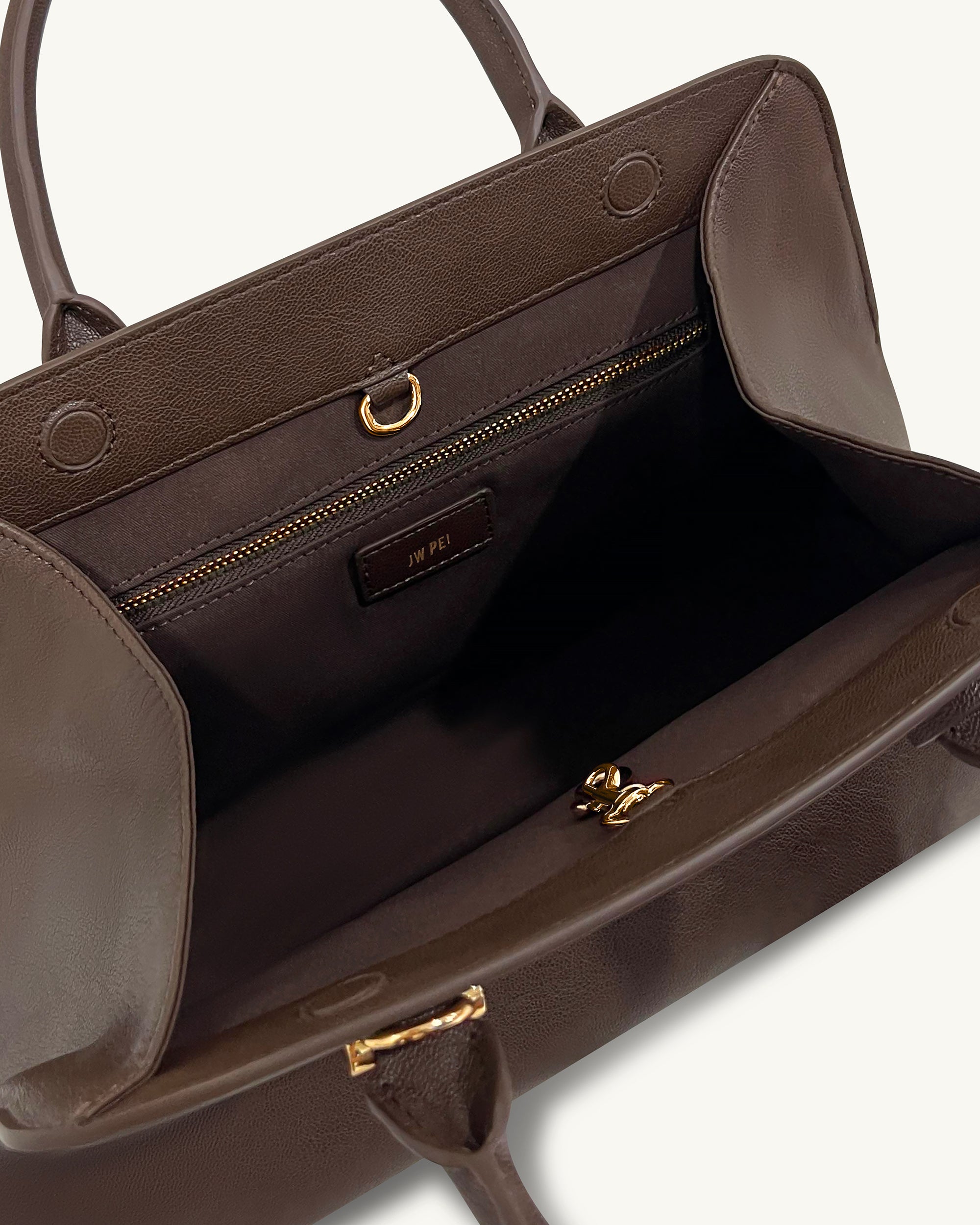 【美品】a.testoni ヌバック/レザー バイカラー　黒 茶　UK5.5 Lara Tote Bag - Dark Brown | JW PEI