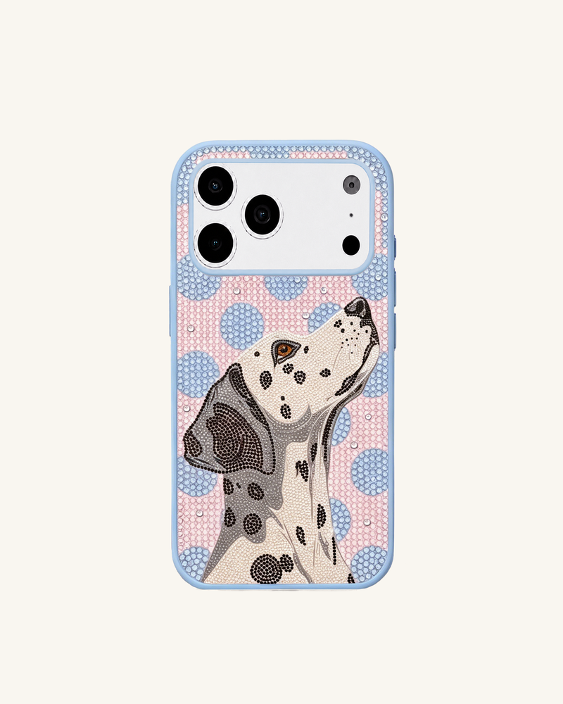 Dalmatian Artificial Crystal Phone Case – Blue