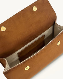 Keyla Faux Suede Top Handle Bag -  Brown