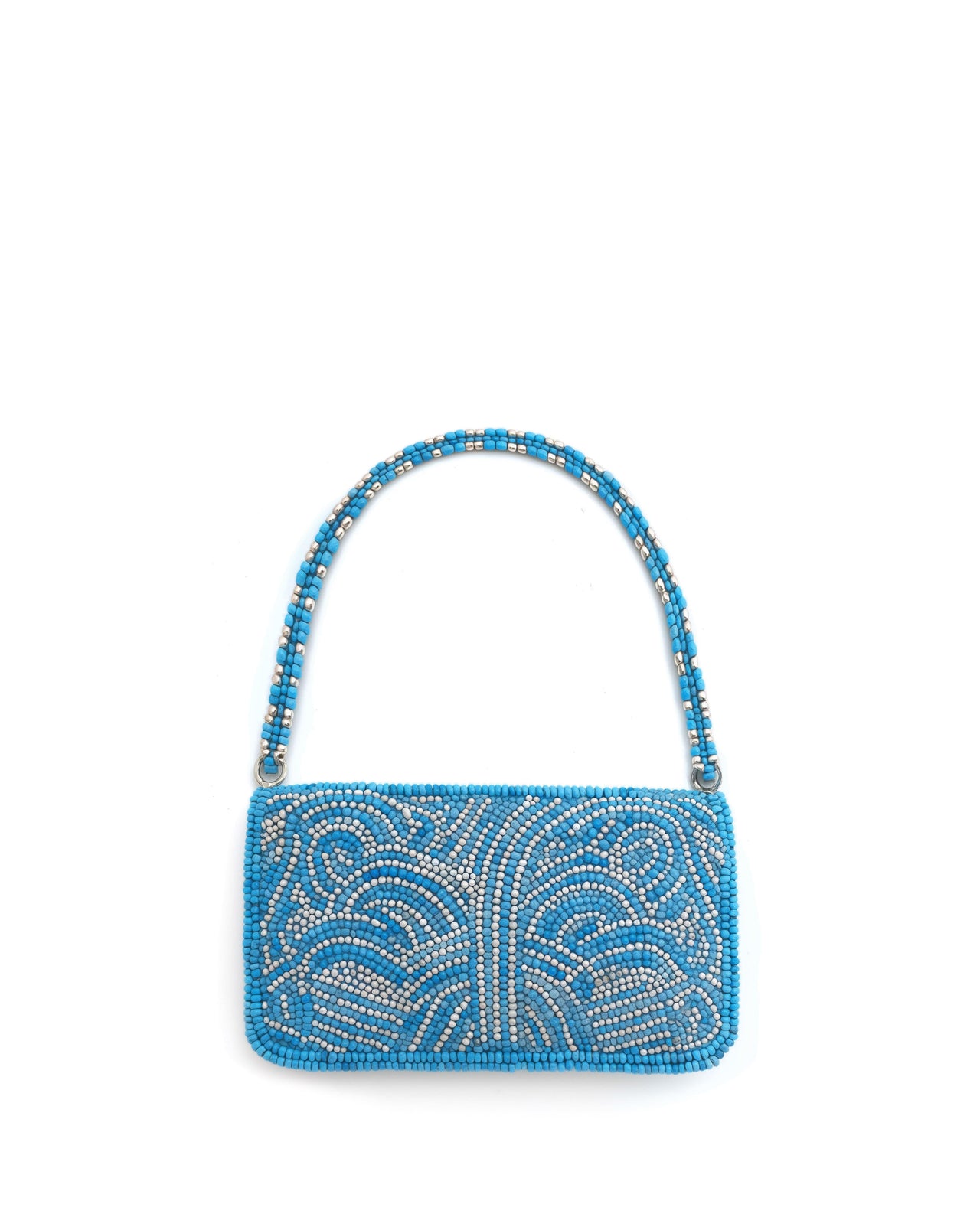 Blue Bead Embellished Shoulder Bag