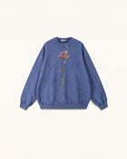 The Enchanted Rhinestone Rose Pullover - Acid Cobalt