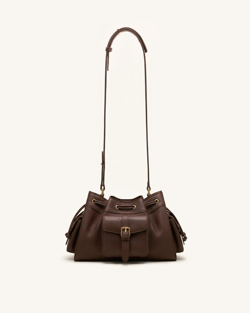 Harper Drawstring Shoulder Bag - Brown