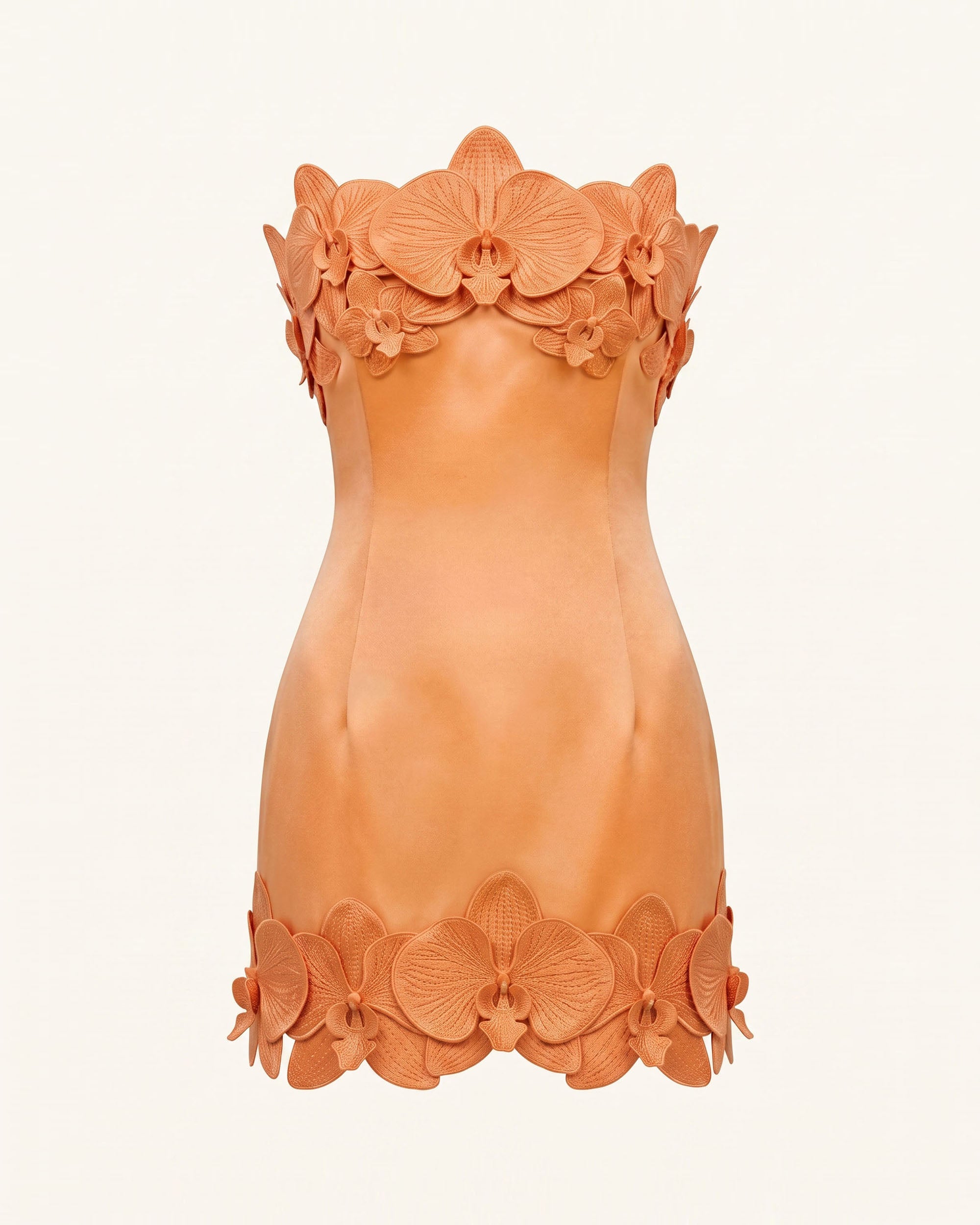 Orchid Trim Strapless Mini Dress - Apricot