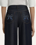 Rear Rhinestone Bow Wide Leg Jeans - Deep Thoughts Only