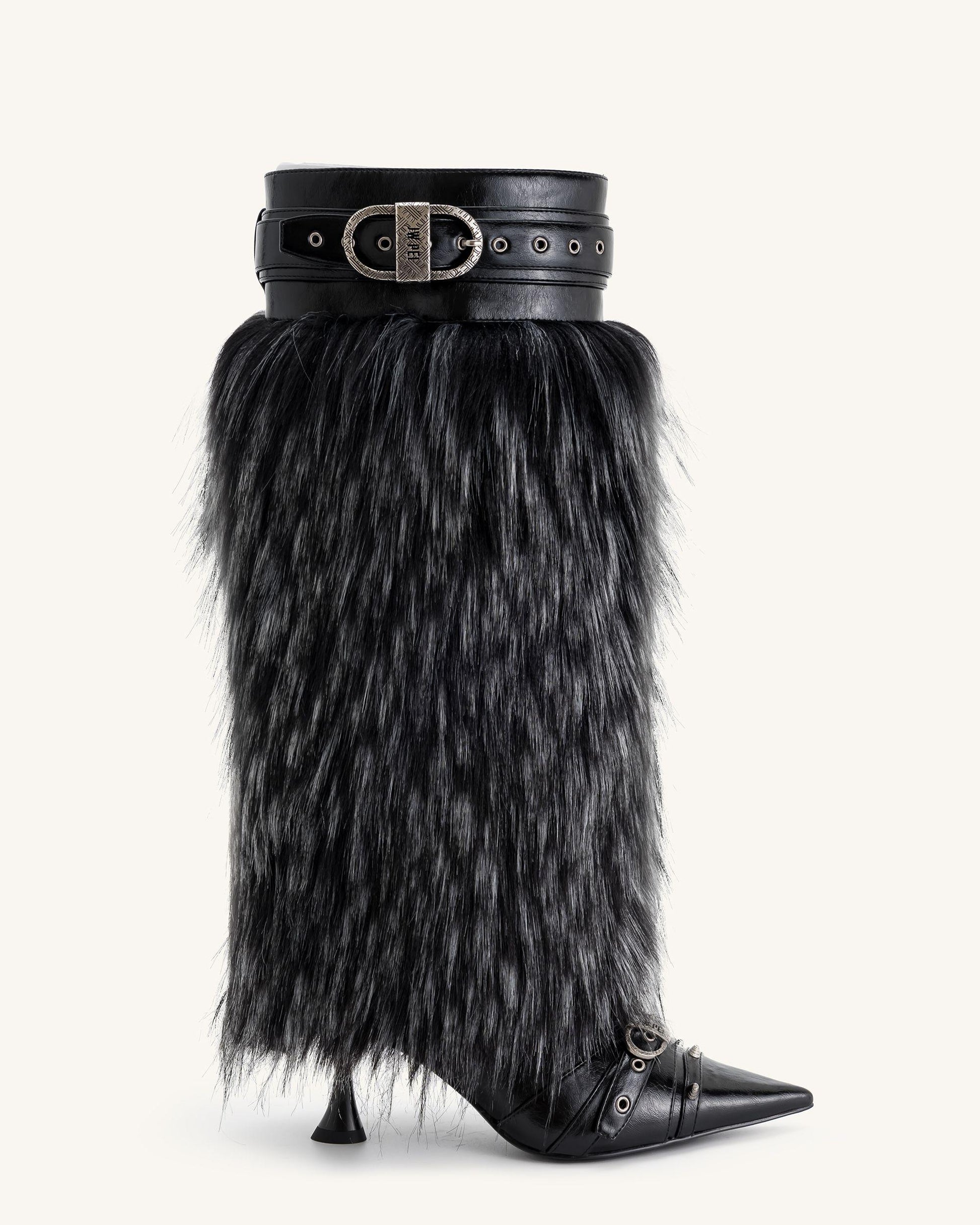 Nico Faux Fur Studded Boot Black JW PEI