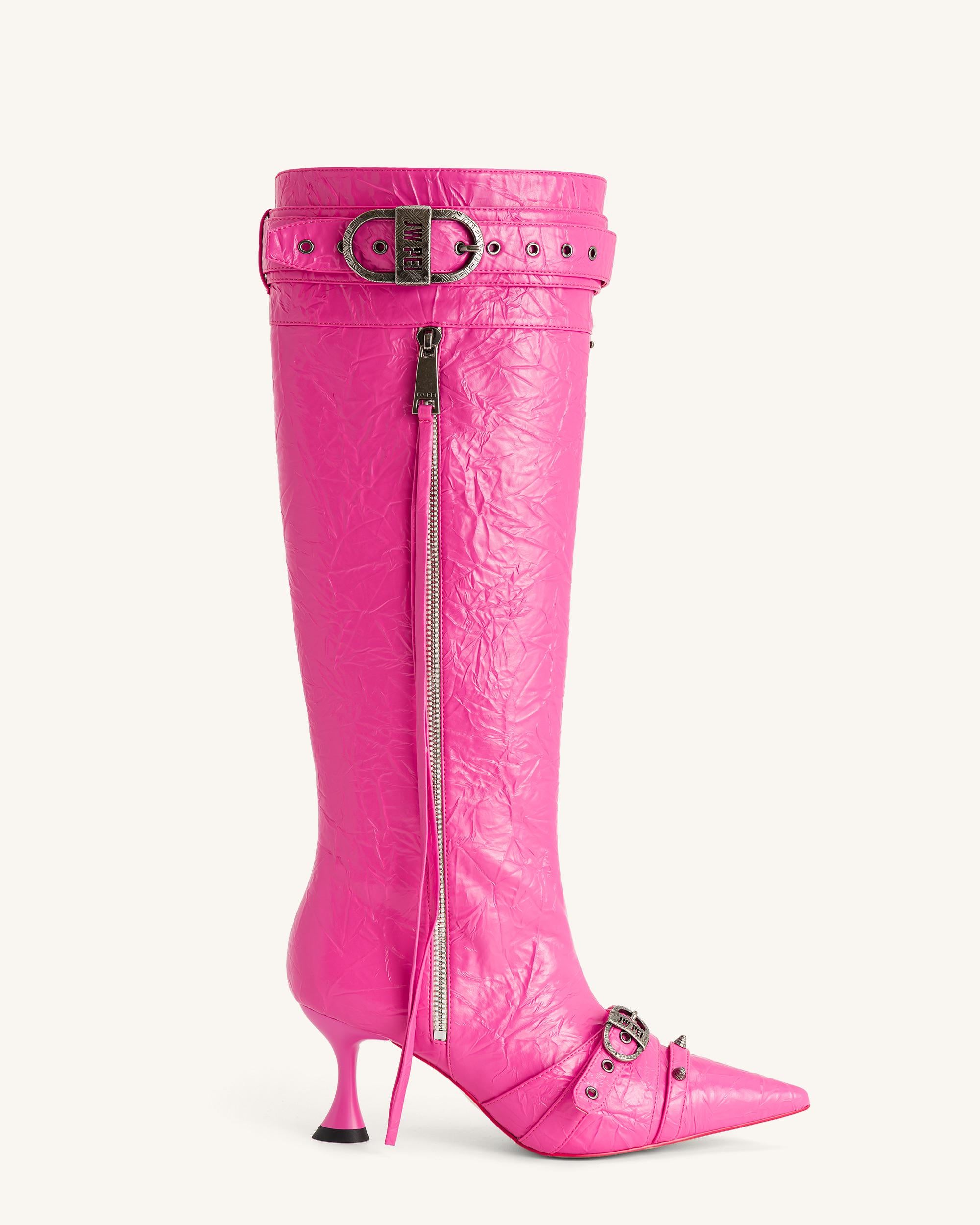 Nico Faux Fur Studded Boot - Bright Pink | JW PEI