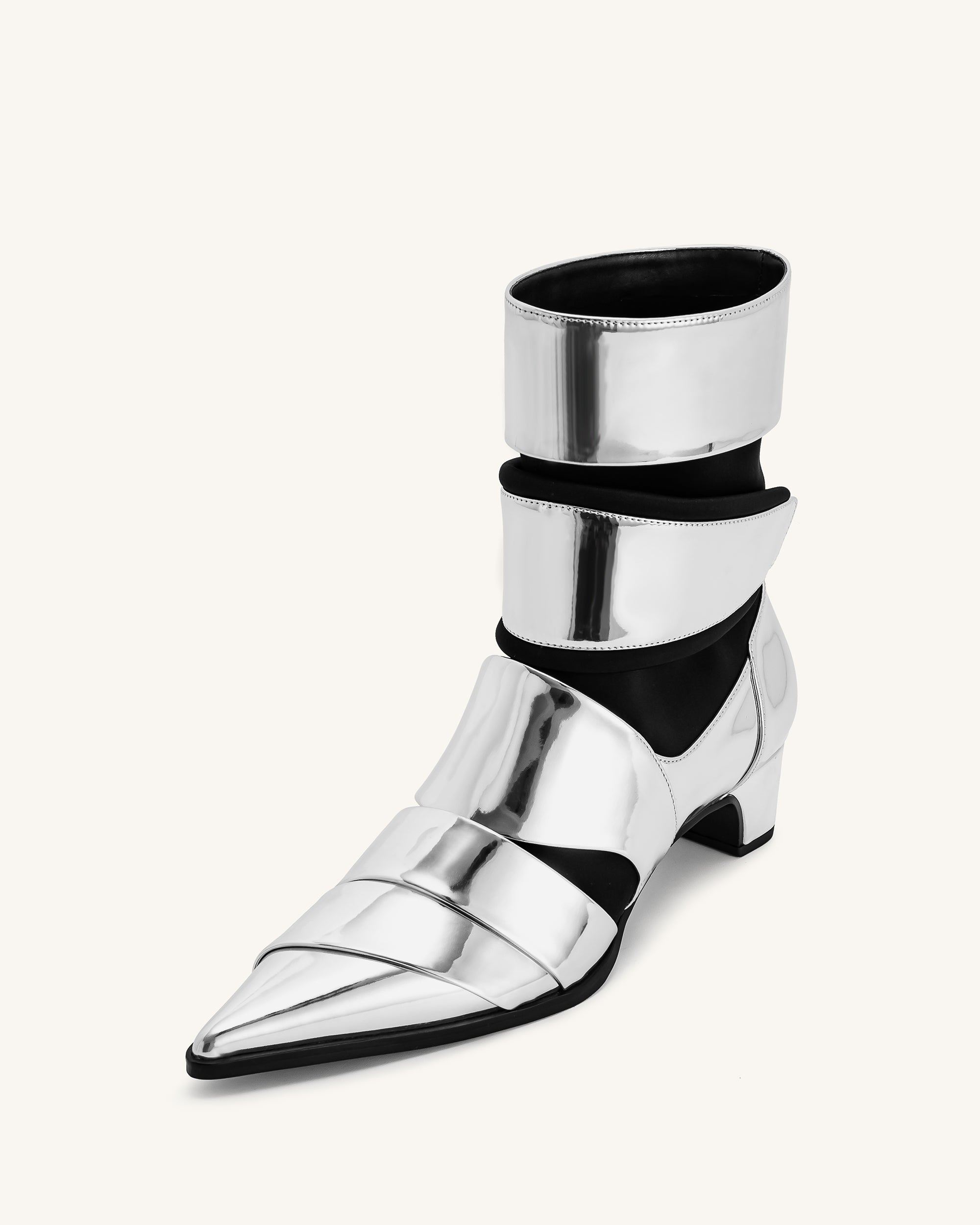 Emily Strap Ankle Boots Silver - Main Image