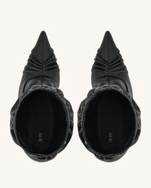 Joanne Paneled Detailing leather Ankle Boots - Black