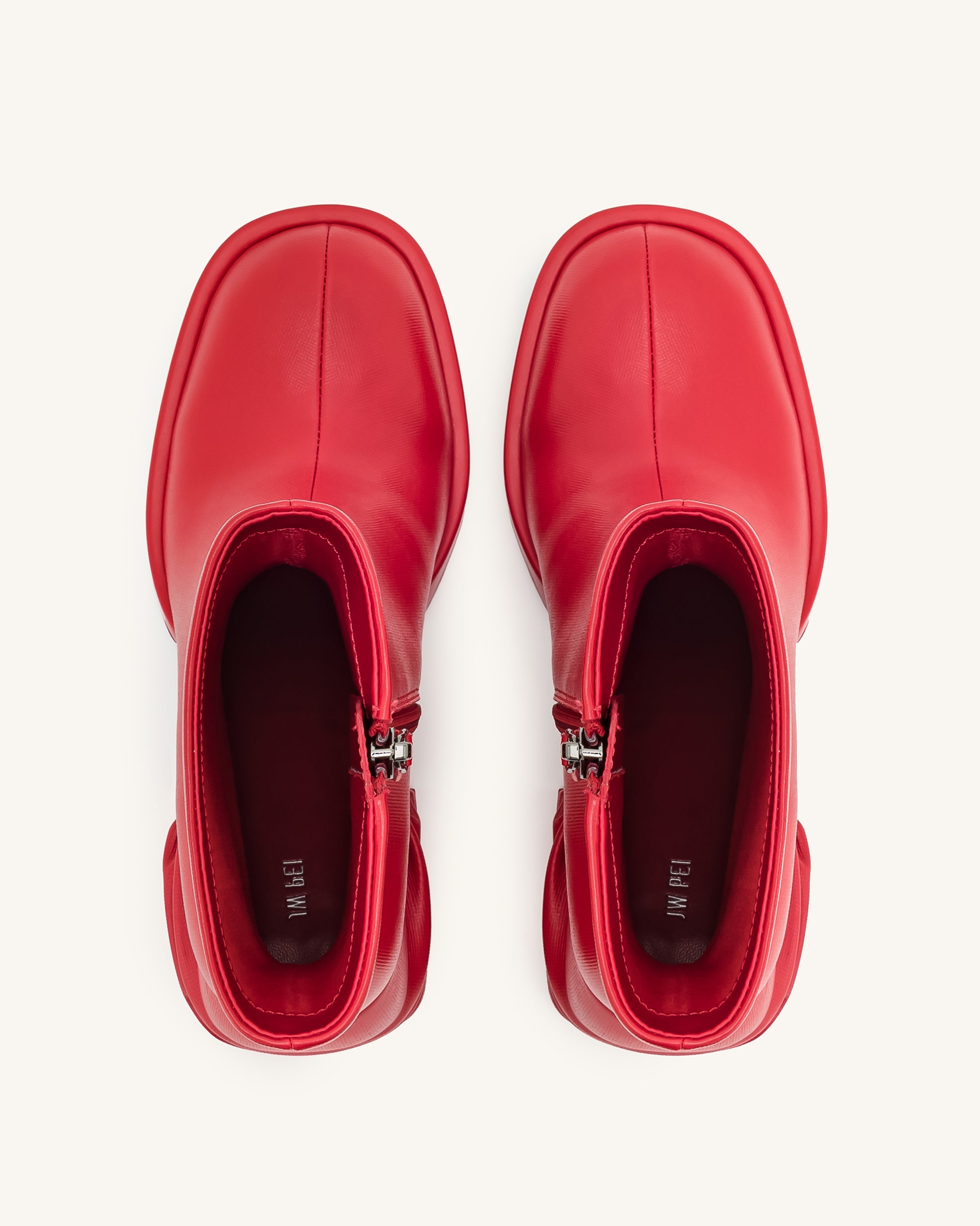 Saylor Round Toe Platform Ankle Boots - Red