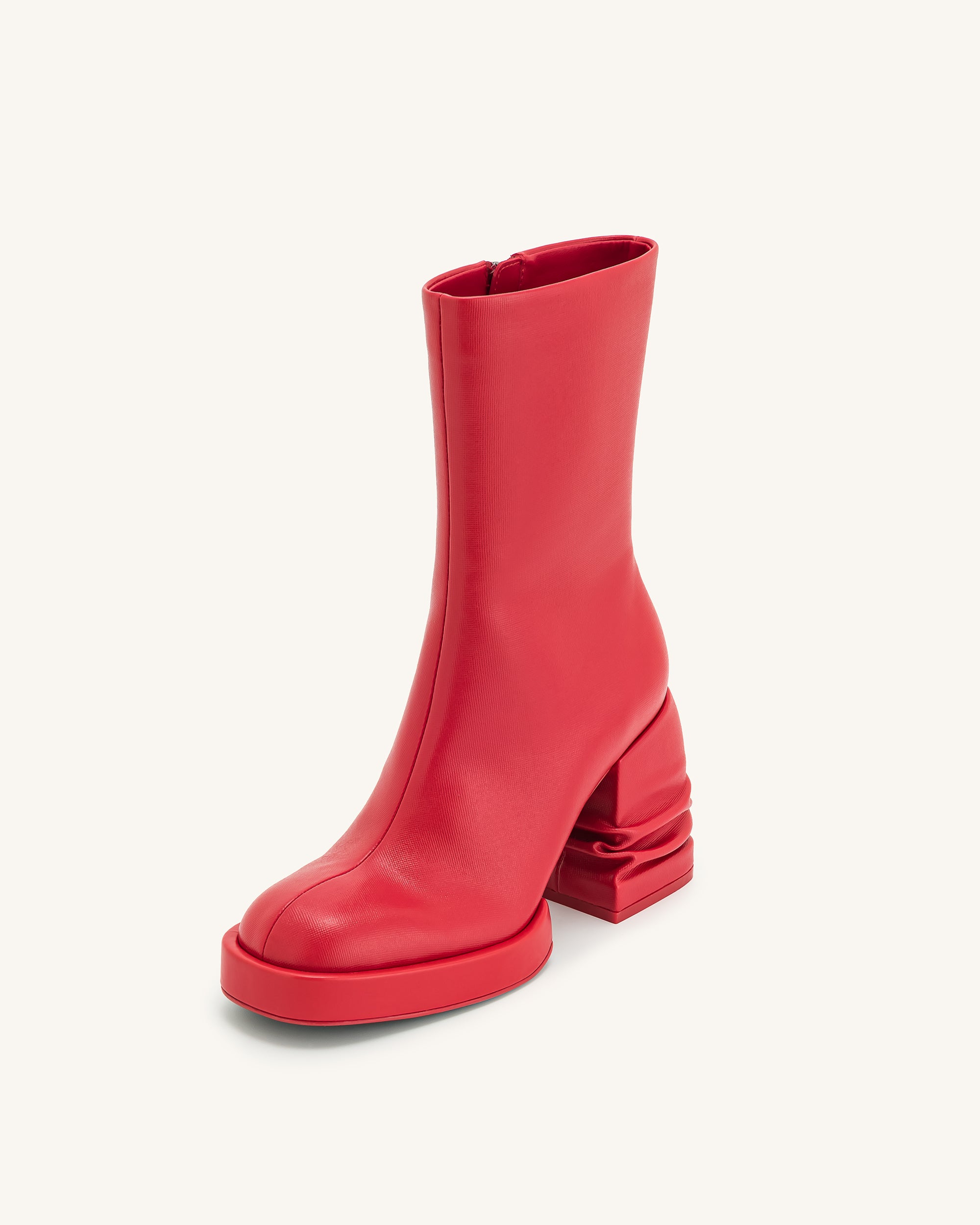 Saylor Round Toe Platform Ankle Boots - Red, 7