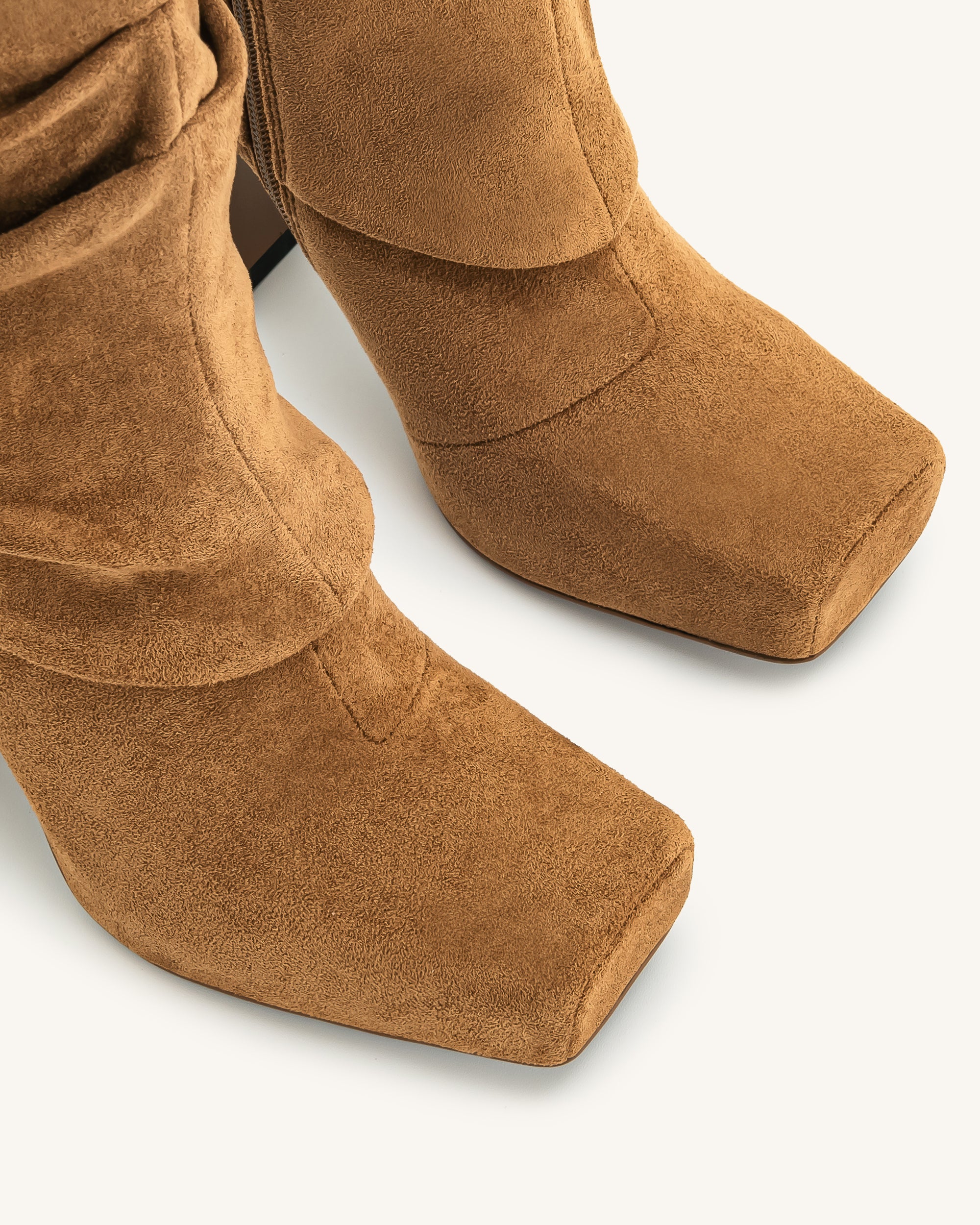 Reyna Square Toe Platform Knit Boots - Brown | JW PEI