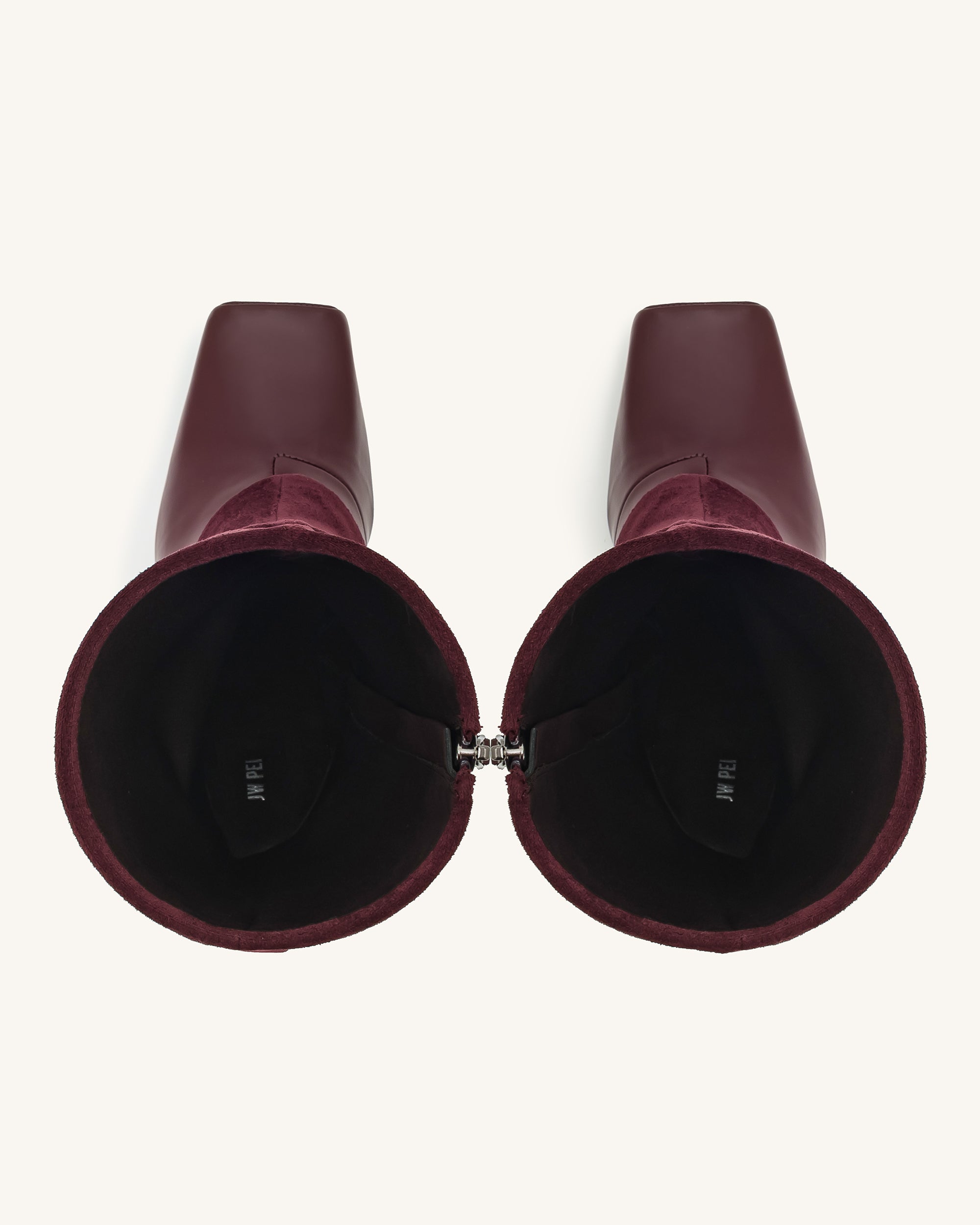 Reyna Square Toe Platform Knit Boots - Claret Red | JW PEI