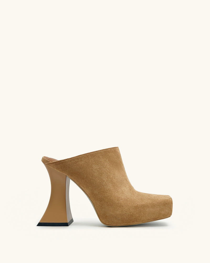 Reyna Square Toe Platform Mules - Brown