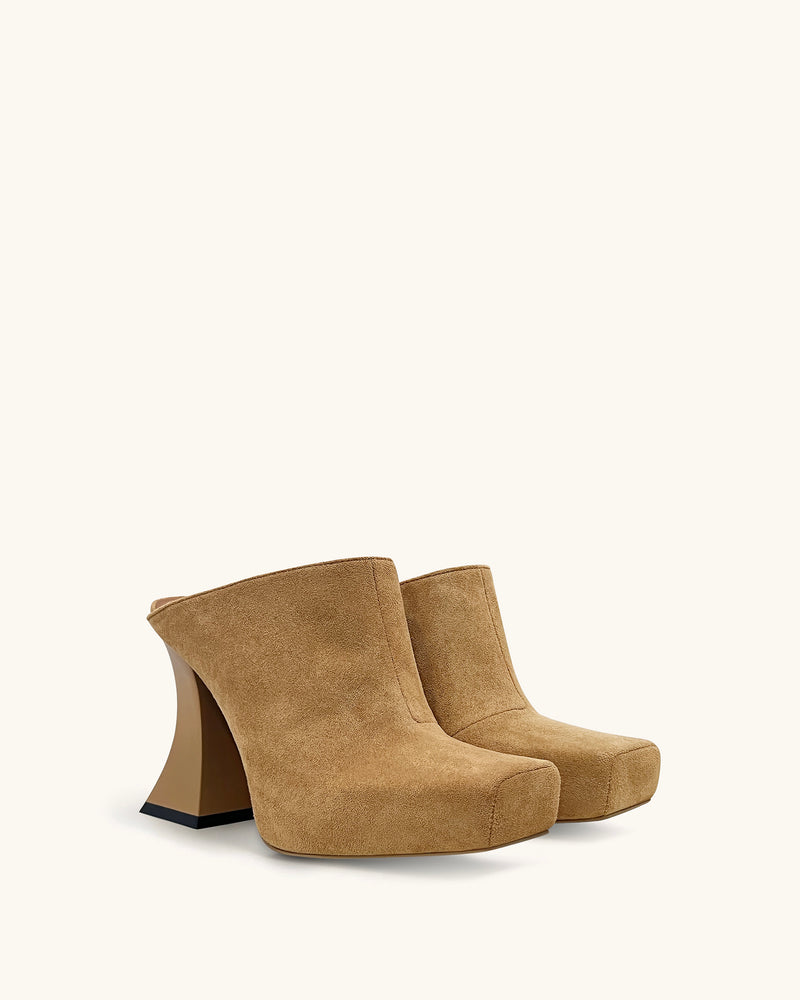Reyna Square Toe Platform Mules - Brown