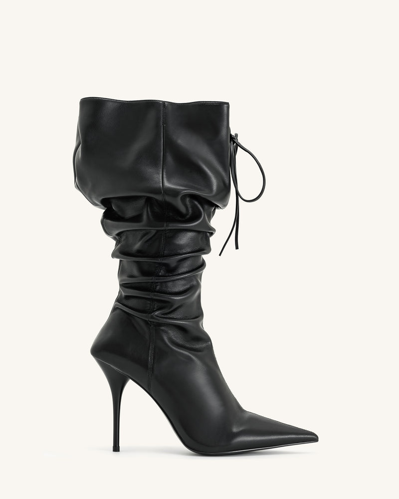 Olivia Tall Lace-Up High Heel Boots - Brown