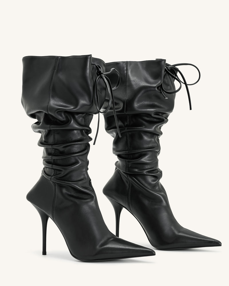 Olivia Tall Lace-Up High Heel Boots - Brown