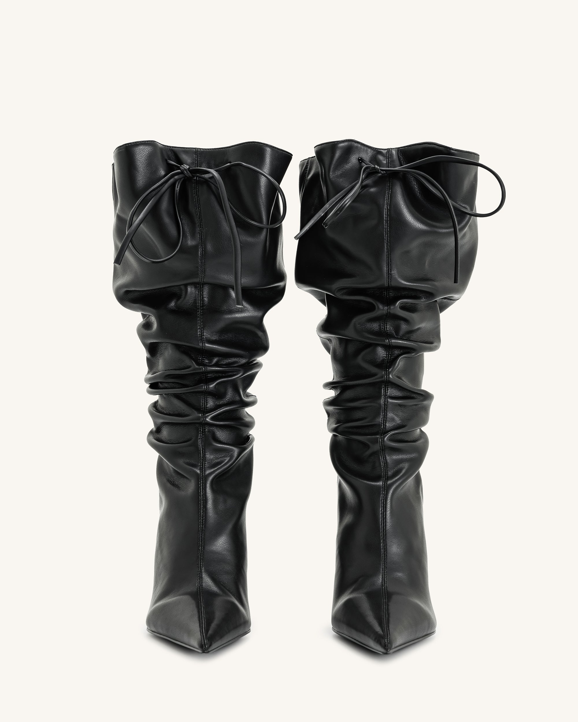 Olivia Leather High Heel Boots - Black | JW PEI