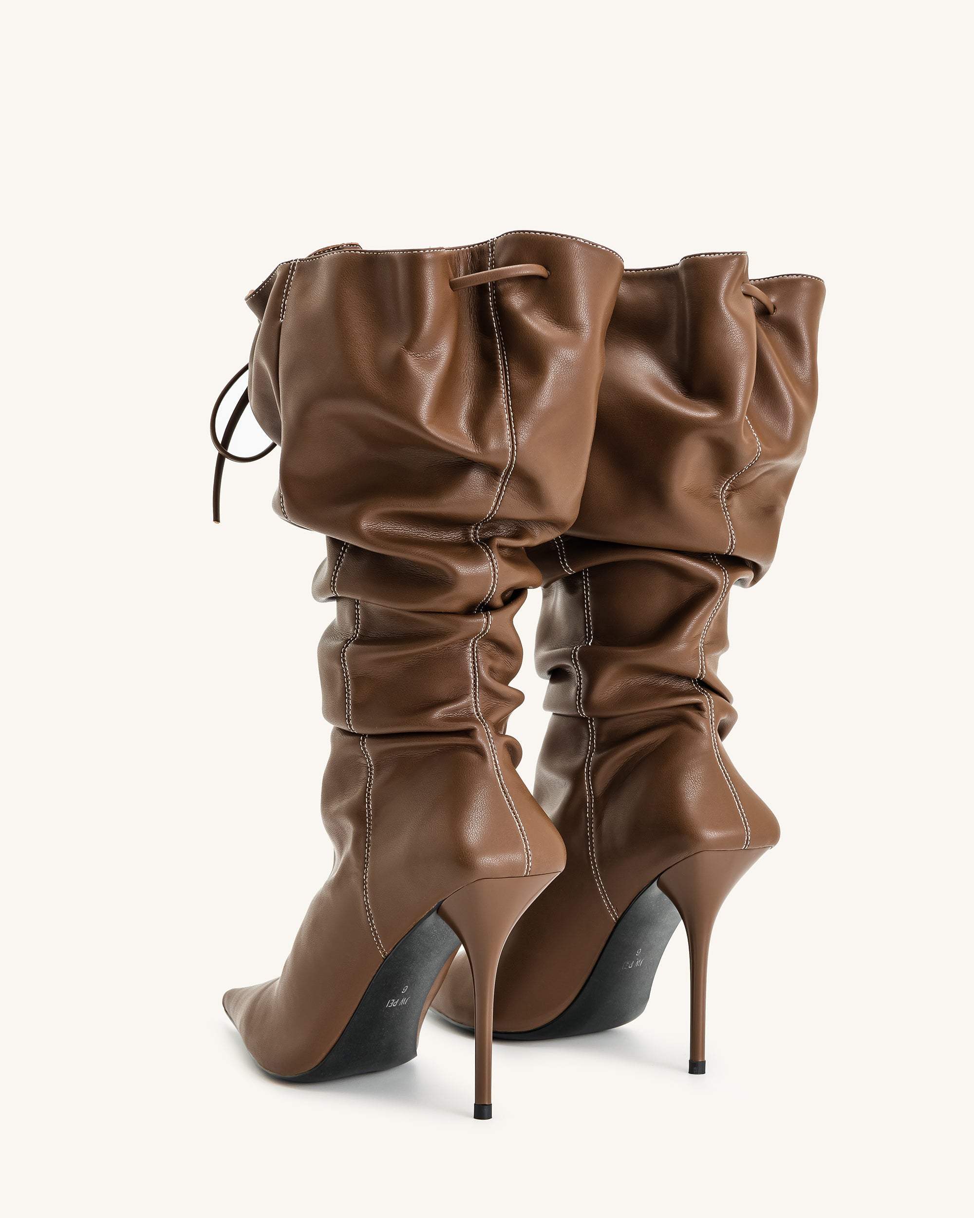 Leather high heel booties discount