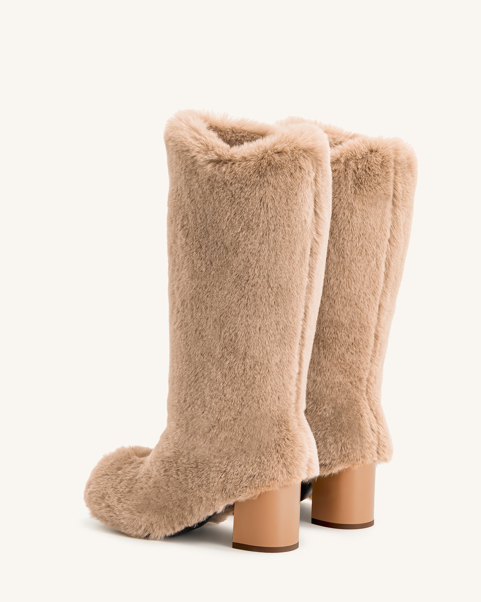 Isabella Slouchy Faux Fur Boots - Beige | JW PEI