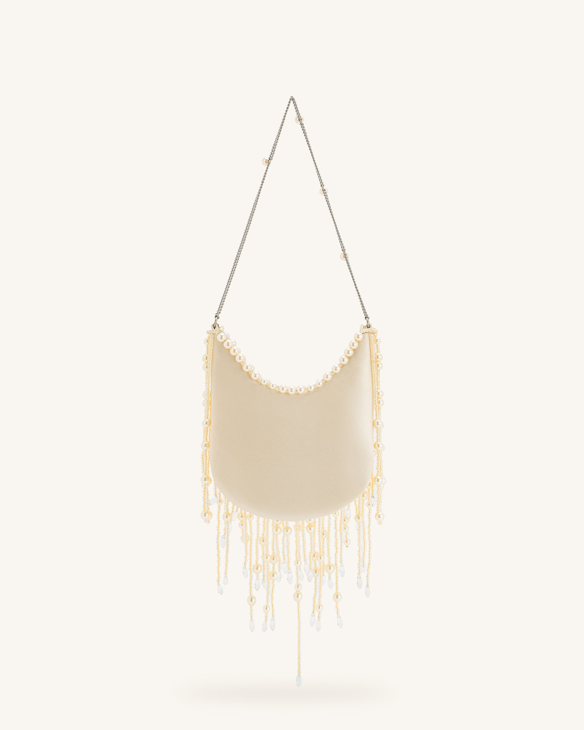 Elaine Pearl-Embellished Fringe Bag - White | JW PEI