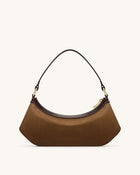 Lily Faux Suede Shoulder Bag - Dark Brown