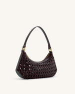Lily Faux Bamboo Woven Shoulder Bag - Deep Claret